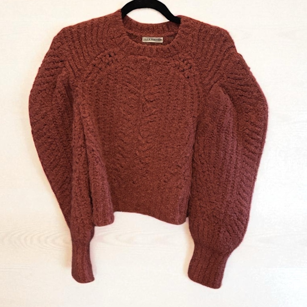 Ulla Johnson Heather Pronounced Shoulder mauve Knit sweater estimated sz S - Picture 2 of 6